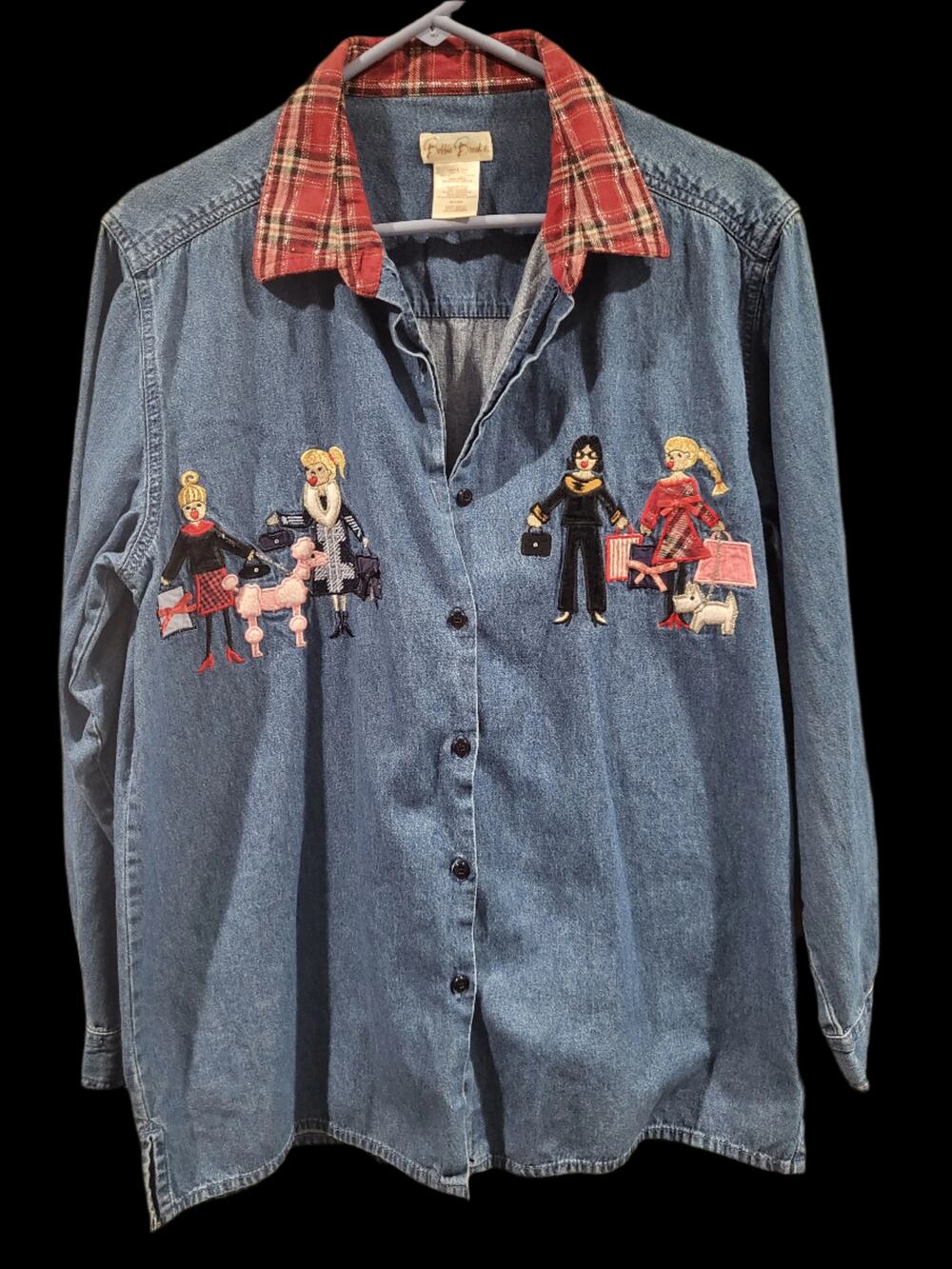 Vintage 1990's Bobbie Brooks Large Denim Embroidered Long Sleeves Shirt